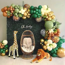 Party Decoration Green Balloon Garland Arch Kit Jungle Safari Birthday Decor Kids Wild One Ballons Wedding Baby Shower Boy