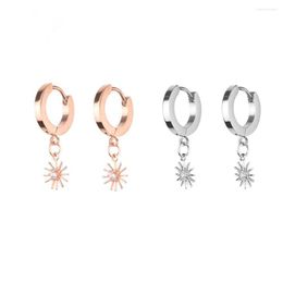 Hoop Earrings Fashion Women Silver Color Gold Black Stainless Steel Round Stars Spiky Ball Cone Crystal Charm Earring Jewelry