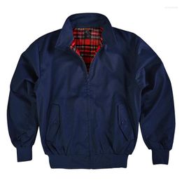 Men's Jackets Mens Jacket Solid Vintage Retro Classic Bomber Coat Inner Plaid Windbreaker For Men