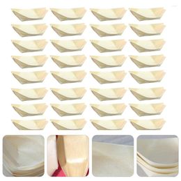 Dinnerware Sets 50 Pcs Sushi Boat Disposable Containers French Fries Wood Plastic Dishes