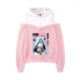 Men's Hoodies Hoshimachi Suisei Merch 2D Printing Women Hooded Off-Shoulder Sweatshirt