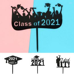 Festive Supplies Happy Graduation Acrylic Cake Toppers Black Bachelor Cap Transcript Class Of Student Ceremony Decor