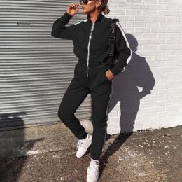 Women's Tracksuits High Quality Casual Women's Zip-up Hoodie Suit Spring Street Wear Comfortable Solid Color