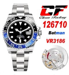 U1 Top AAA Luxury Watch Clean CF II GMT VR3186 Pepsi Orologi da uomo automatico Red Blue Ceramic Black Black Dial