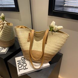 Evening Bags Casual Summer Beach Straw Shoulder for Women Weaving Boho Bag Rattan Woven Underarm Handbags Large Clutch Tote 230704