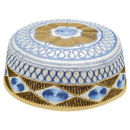 Muslim Hat Arab Islamic Caps Kiddush Papaqlar Gold Blue Round Hats Baseball Prayer Caps Hombre Arabe Sombreros305s