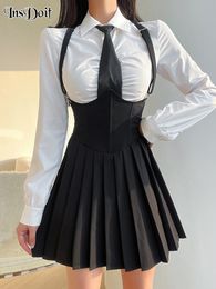 Basic Casual Dresses InsDoit Gothic Vintage Corset Strap Dress Maid Cosplay Black Women Harajuku Backless Sleeveless Aesthetic Club Party 230705