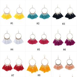 Dangle Chandelier Trendy Bohemian Ethnic Fringe Tassel Drop Earrings For Women Gold Big Hoop Statement Earring Fashion Boho Girls Dhbpz