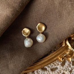 Stud Earrings Natural Freshwater Pearls Silver Needle Handmade Design Matte Earstuds Temperament Earring Vintage Gift