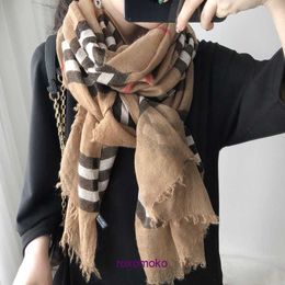 Designer Luxury Bur Home scarves for sale 2023 New Wool Scarf Women's British Versatile Plaid Thin Long Neck Warm Big Shawl