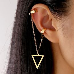 Stud Earrings Fashion Gold Colour Geometry Triangle Chain Ear Clip For Women Boho Butterfly Heart Earring Pearl Tassel Dangle Jewellery