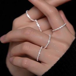 Fashion Silver Colour Sparkling Ring For Women Girls Korean Simple Style Versatile Decorative Compact Index Finger Rings Jewellery L230620