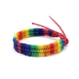 Charm Bracelets Rainbow Lgbt Pride Bracelet Handmade Braided Friendship String For Gay Lesbian Lgbtq Wristband Jewelry Drop Delivery Dhgki