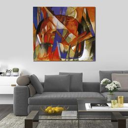 Contemporary Abstract Painting on Canvas Fabulous Beast Ii Franz Marc Artwork Vibrant Art for Home Decor