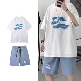 Designer Men's Summer New Product Set Short Sleeve Printed Short Youth Fashion Casual Full Set T-shirt Asian Size S - XXXXXL