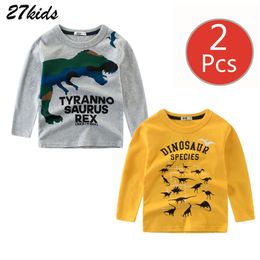 Vests 27kids Boys Kids T Shirts Spring Fall Kids Boys Girls Cotton Dinosaur Long Sleeve Shirts Children Clothing Tops for Kids Gifts