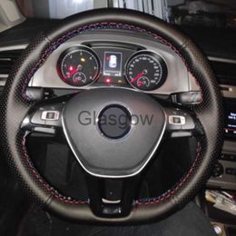 Steering Wheel Covers DIY Black Steering Wheel Cover Artificial Leather Car Steering Wheel Cover For Volkswagen VW Golf 7 Mk7 New Polo Jetta Passat B8 x0705