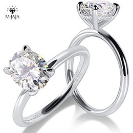 With Side Stones Engagement Rings for Women Solitaire Ring 925 Sterling Silver 1 3ct Oval Cut D Colour VVSI Lab Diamond Bands Jewellery 230704