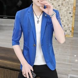 Men's Suits Blazers mens summer thin colourful jacket casual Slim Fit blazer suit top Single breasted coat 230705