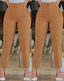 Women s Woman 2023 Business Office Lady Black High Waist Cropped Elegant Work All Match Female Trousers 230705