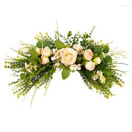 Decorative Flowers Simulation Rose Horn Rattan Lintel Door Hanging Spring Green Plant Home Decoration Wall Flower