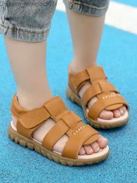 Sandals Sandals Soft Real Leather Sandals Kids Anti-slip Baby Genuine Leather Shoes for Girl Boy High Quality Summer Footwear Beach Sandals AA230424 Z230706