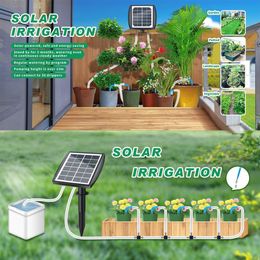 Sprayers Solar Powered Drip Automatic Irrigation Kit Rechargeable Self Watering System With Timing Function 230704