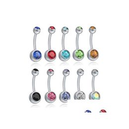 Navel Bell Button Rings Stainless Steel Belly Crystal Hypoallergenic Body Piercing Bars Jewlery For Womens Bikini Fashion Jewellery Dhfrj