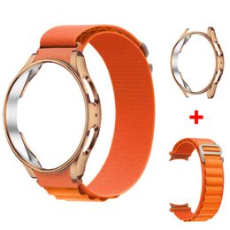 Soft Case and Strap for Samsung Galaxy Watch 4, Classic Nylon Band, Alpine Loop Bracelet, watch 5 Pro, 44mm, Strap+case Accessory