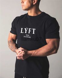 Men's T-Shirts JPUK Brand LYFT Summer Men Cotton Short Sleeve T Shirt Fitness Running Tshirt Male Gym Tee Tops Summer Shirt Sports Clothing J230705