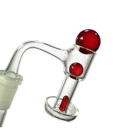 Full Weld Terp Slurper Quartz Banger Set W/ Glass Marble Pearl Pill - 10mm 14mm Male 90 Degree Frosted Joint Bevelled Edge Top For Water Bong