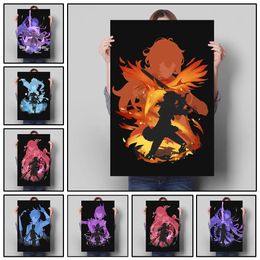 Game Characters Poster Electronic Games Anime Smoke Japanese Cartoon Canvas Painting Wall Art Childrens Room Decoration Gamer Room Decor Unframed