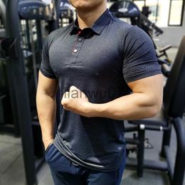 Men's T-Shirts 2023 Summer Men Short Sleeve Running Shirt Sports Jogging Gym Training Dry Fit Sportswear Fitness trainer elastic Polo Tshirt J230705