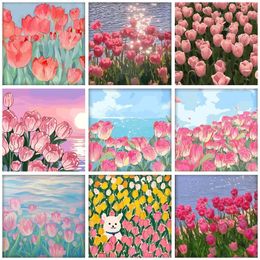 Curtains Ruopoty Acrylic Painting by Numbers Handpainted Canvas Painting Flowers Number Painting for Adults Diy Gift Artwork Paint Kit