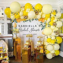 Party Decoration Yellow White Balloon Garland Arch Kit For Honeybee Daisy Birthday Decorations Wedding Baby Shower Supplies