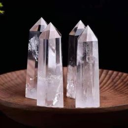 Raw White Crystal Tower Arts Ornament Mineral Healing wands Reiki Natural six-sided Energy stone Ability