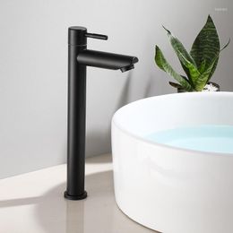 Bathroom Sink Faucets Basin Faucet Single Cold Mixer Tall Black Brass For Water