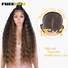 13x7 Synthetic Lace Front Wig 30 Inch Long Curly Wavy Lace Front Wig Wigs For Black Women Heat Resistant Wigs 230524