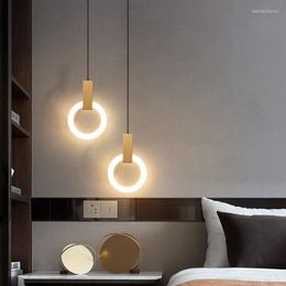 Pendant Lamps Nordic Light Luxury Bedroom Lights Long Line Ring Lamp Modern Minimalist Dining Table Decor Small Suspended LED