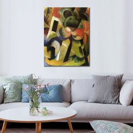 Abstract Canvas Art Small Composition Ii Franz Marc Handcrafted Oil Painting Modern Decor Studio Apartment