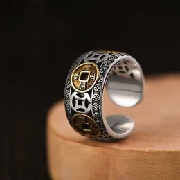 Chinese Retro Copper Coin Opening Ring For Men Women Feng Shui Pixiu Rings Amulet Wealth Lucky Ring Finger Jewelry Birthday Gif L230620