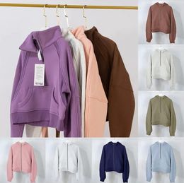 Damen Hoodies Sweatshirts Pullover Yoga Plus Jacke Langarm Herbst Winter Halbreißverschluss Frottee Designer Pullover Chothing Loose Top