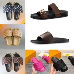 high top slipper woman platform Flat rubber Sandals Pool Pillow Mules Sunset Padded Front Strap Mule Brand Italy Slides house slippers bedroom coach beach Slide