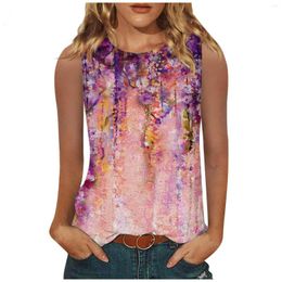 Women's Tanks Women Casual Sequins Print Tunic Tops Fashion Sleeveless Summer Loose Flowy Female Comfort Round Neck Tank 2023