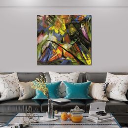 Abstract Animal Canvas Art Tyrol Franz Marc Painting Handmade Musical Decor for Piano Room