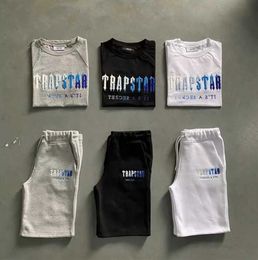 Mens Trapstar T Shirt Set Letter Embroidered Tracksuit Short Sleeve Plush Shorts High end design 65ess