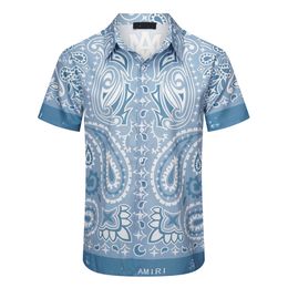 Luxury designer shirt Mens fashion geometric print bowling shirt Hawaiian Plaid casual shirt Men slim fitting short sleeve versatile T-shirt