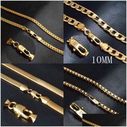 Chains Mens 18K Gold Plated Figaro/Snake/Box Chain Necklaces For Women S Hip Hop Jewellery Accessories In Bk Drop Delivery Pendants Dhdt3