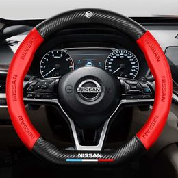Steering Wheel Covers Car carbon Fibre steering wheel cover is applicable to Nissan Qashqai J11 J10 Juke Tida March Kicks Versa Quashqai accessories x0705