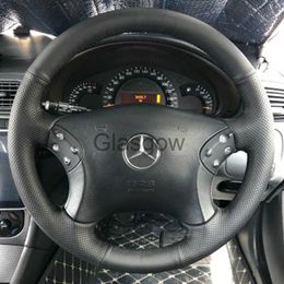 Steering Wheel Covers Hand Sewing NonSlip Black Artificial Leather Customised Car Steering Wheel Braid Cover For Mercedes Benz W203 CClass 20012007 x0705